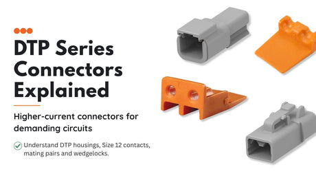 DTP04-2P receptacle and DTP06-2S plug with WP-2P and WP-2S wedgelocks.